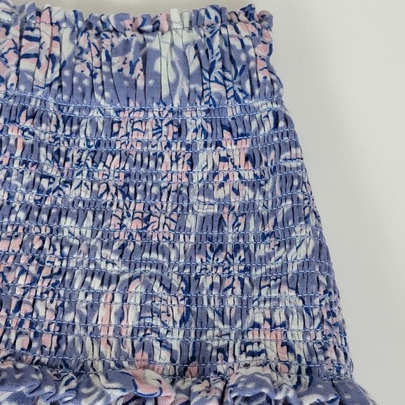 Sundry NEW Women's 2 (M) Chambray Wild Floral Ruffled Smocked Tiered Mini Skirt - Picture 7 of 16